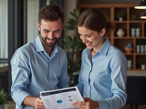 Consultant analysant un rapport énergétique avec un client